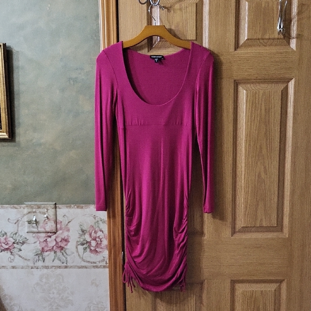 bebe Fuchsia Long Sleeve Dress